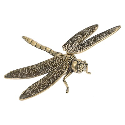 #ad Dragonfly Brass Figurine Statue Ornament Mini Garden Gold Insect Metal $8.18