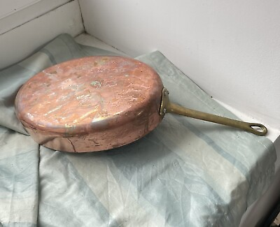 #ad Antique French Oval Copper Brass Fish Saute Frying Pan French France $100.00