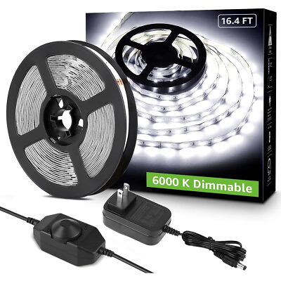 #ad 32.8FT 2835 Daylight White 6000K Super Bright LED Strip Dimmable Tape Lights 12V $17.38