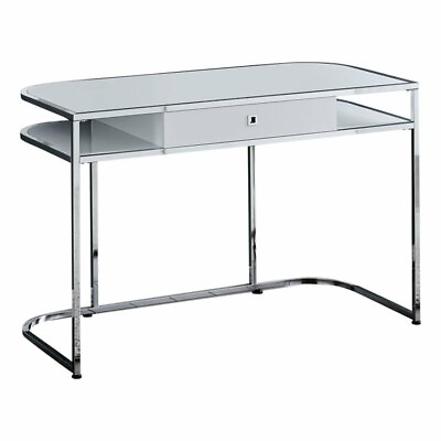 #ad Monarch 48quot; Metal Writing Desk in Glossy White and Chrome $264.98