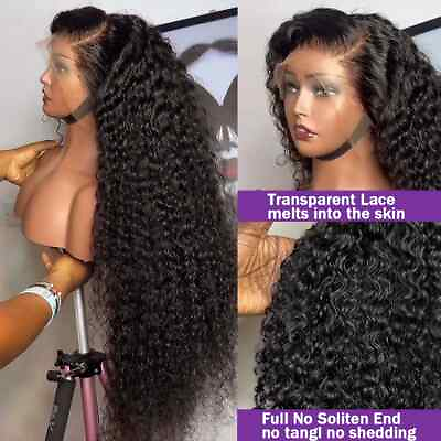 #ad 40 Inch HD Water Curly Lace Frontal Wig Brazilian Loose Deep Wave Human Hair Wig $283.36