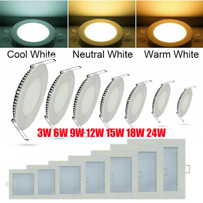 #ad LED Recessed Ceiling Panel Down Light 24W 18W 15W 12W 9W 6W 3W Downlight Lamp US $188.99