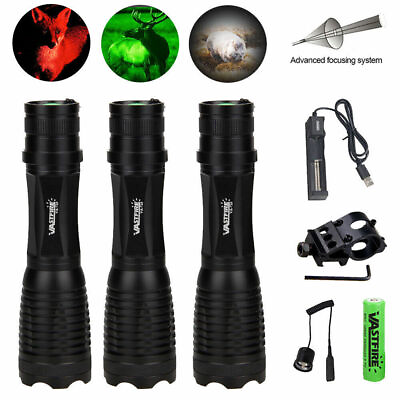 #ad Tactical RED White Green Light LED Flashlight Torch Lamp Rifle Hunting Mount USA $17.99
