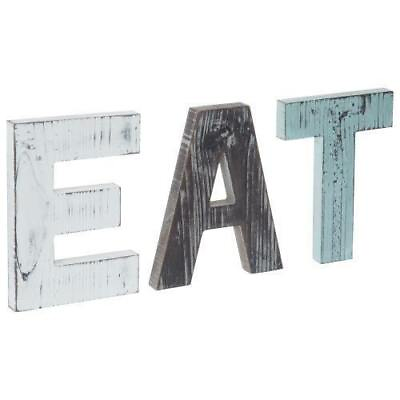 #ad Rustic Farmhouse Country Multicolor Cutout Decorative Wood EAT Letter Wall Sign $19.99