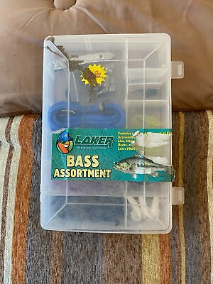 #ad Laker Bass Assortment Plastic Fishing Box VG cond. $5.00