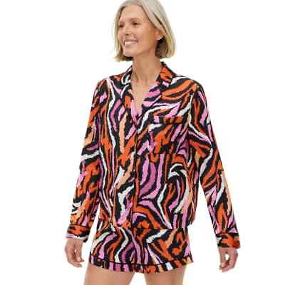 #ad DVF Pajama Set 2pc Notch Collar Top Shorts Disco Zebra Pink DVF X Target M XXS $39.88