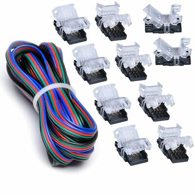 #ad 10PCS 4 Pin Connector for RGB LED Strip Light 10mm Waterproof5M Extension Cable $12.33