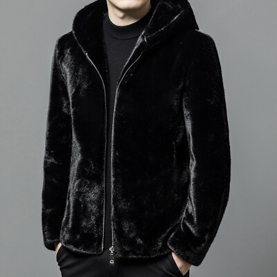 #ad Winter Fur Mink Velvet Coat Men Thickened Warm Fur Coat Loose Large Size Jacket $182.15
