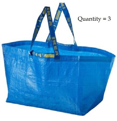 #ad 3Pc New Large Reusable Shopping Bag Laundry Tote Grocery Carrier Storage $10.95