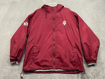 #ad Indiana Hoosiers Jacket Men#x27;s Large Red Outdoor Teamwear Sportswear Vintage Y2K $56.24