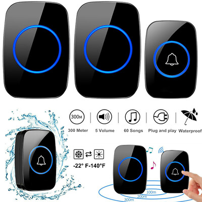 #ad 1000FT Wireless Doorbell Waterproof 2 Plugin Receiver Adjustable Volume 38 Chime $17.48