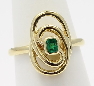#ad 18k Yellow Gold Emerald Stone Knot Style Ladies Ring $543.99