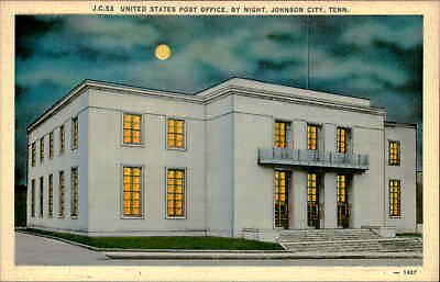 #ad Postcard: J.C.53 UNITED STATES POST OFFICE BY NIGHT. JOHNSON CITY. TE $3.00