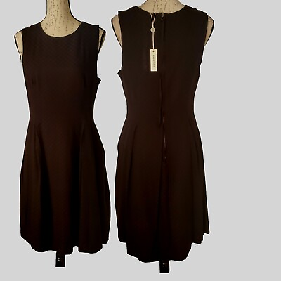 #ad Max Studio Women#x27;s Size 12 Fit amp; Flare Black Dress Inverted Pleat Sleeveless $59.99