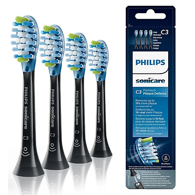 #ad New 4 Pack Genuine Philips C3 Premium Plaque Control Brush Heads Black $16.99