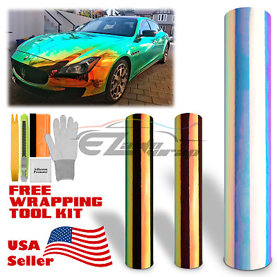 #ad 【Neo Chrome Holographic】 Rainbow Vinyl Wrap Sticker Decal Air Release Sheet Film $4.99