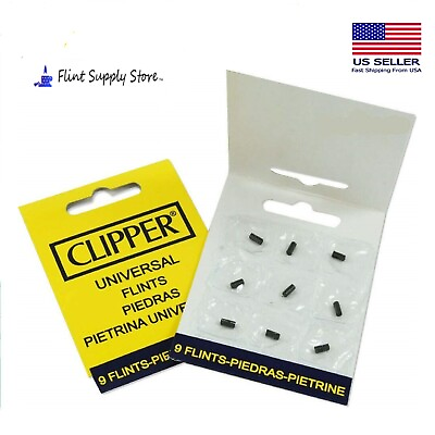 #ad Genuine Clipper Lighter Flints Black 1 Pack of 9 Flints USA Shipper $2.74
