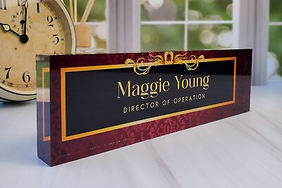 #ad Personalized Clear Acrylic Plaque Name Plate for Desk Executive Damask CAB36DM $25.99