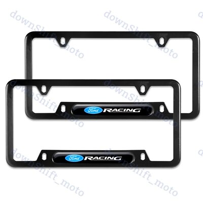 #ad For 2PCS Ford Racing Black License Plate Frame Stainless Steel Metal New $18.88