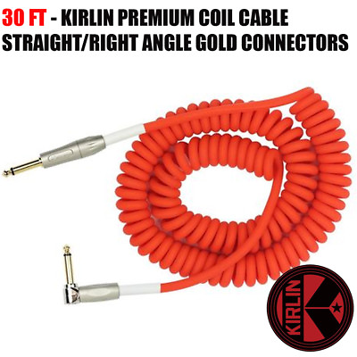 #ad Kirlin 30ft Premium Coil Cable 1 4quot; Guitar Instrument Straight Right Angle RDF $27.50