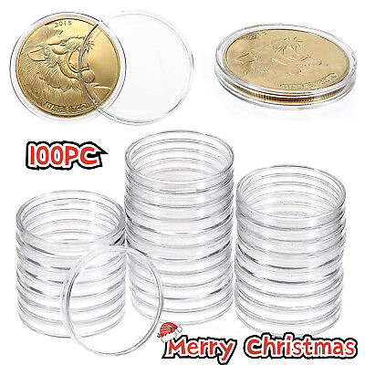 #ad 100PC Direct Fit Airtight 40.6mm American Silver Eagle 1Oz Coin Holders Capsules $23.89
