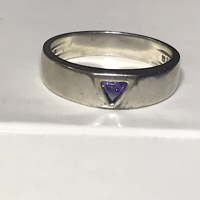 #ad Size 10 Vintage 925 Sterling Silver Purple Cubic Zirconia Ring Band $49.99
