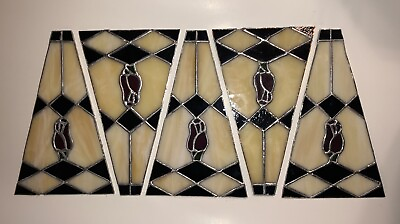 #ad 5 Leaded Stained Glass Lamp Shade Replacement Panels $34.99