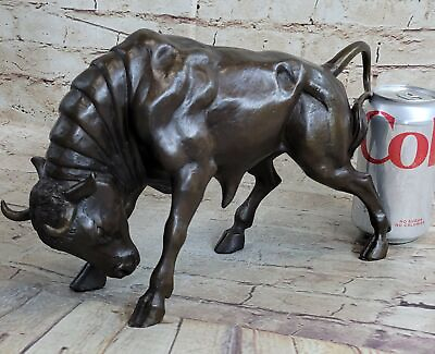 #ad Handcrafted bronze sculpture Deco Base Spanish Bull Male Milo Signed Figure SALE $449.00