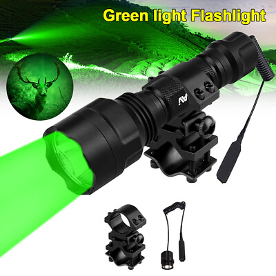 #ad 1500yard Tactical LED Green Light Gun Scope Flashlight Torch Light Switch Mount $15.99