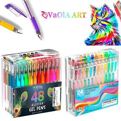 #ad Gel Pens 2 Sets 72 Colors 48 Glitter Gel Pens and 24 Retractable Gel Pens Sets $22.99