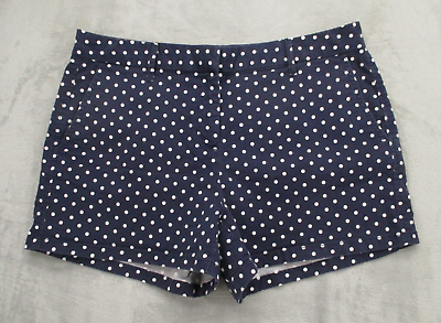 #ad Elle Chino Shorts Women#x27;s 10 Navy Blue White Polka Dot Mid Rise Cotton $9.09