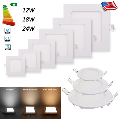 #ad 18W 24W Dimmable LED Recessed Ceiling Panel Down Light 8 11 Inch Slim Spotlight $10.99