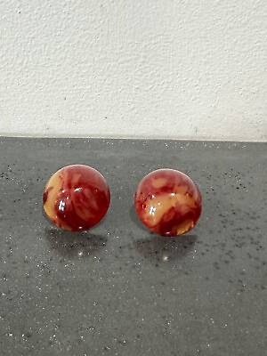 #ad Beautiful French Vintage 1930s Clip on Earrings Bakelite Red Swirl $49.00