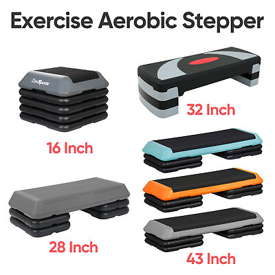 #ad 16quot; 28quot; 31quot; 43quot; Fitness Aerobic Step Platform Exercise Adjust Trainer W Risers $35.58