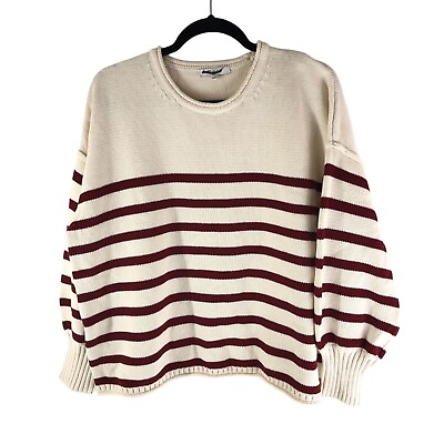#ad Madewell Womens Conway Pullover Striped Sweater Ivory Brown M $38.24