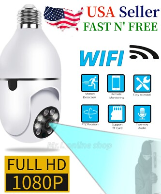 #ad 360° 1080P IP E27 Light Bulb Camera Wi Fi IR Night Smart Home Wireless Security $13.59