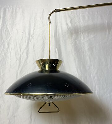 #ad Vintage Mid Century Pull Down Swing Arm Saucer Wall Light Sconce Lamp Weighted $164.00