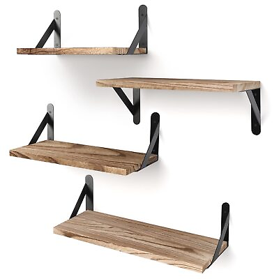 #ad Floating Shelves Rustic Wood Shelves 4 Sets of Wall Mounted Shelf for Bathr... $30.68