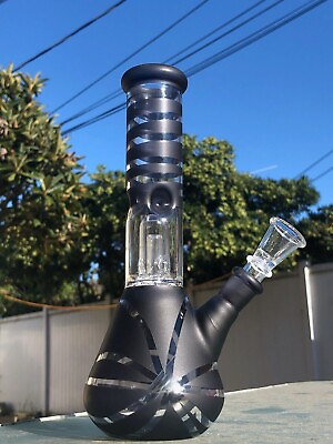 #ad 9#x27;#x27; Hookah Glass Water Tobacco Pipe Bong Thick Bubbler W Percolator Beaker BLK $21.89