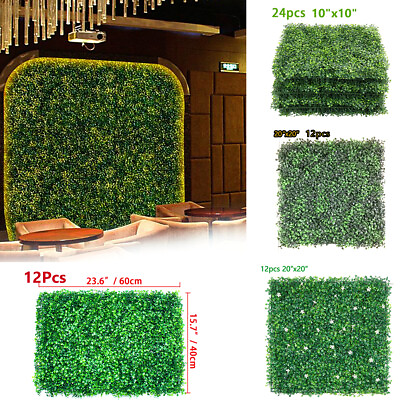 #ad 12pcs 48pcs Artificial Boxwood Mat Wall Hedge Decor Privacy Fence Panel Grass $39.90