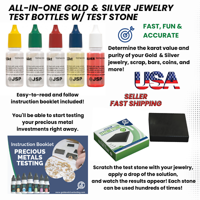 #ad 10K 14K 18K 22K Gold and Silver Test Acid Test Stone and Instructions $22.69