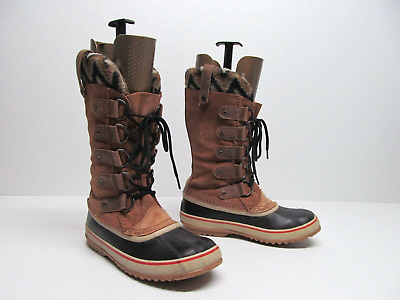 #ad Sorel Joan of Arctic Knit Elk Waterproof Brown Leather Boots Size Women#x27;s 9 $89.99