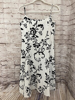 #ad Jessica Howard Dress Womens 12 Fit amp; Flare White amp; Black Floral Lined Sleeveless $18.99