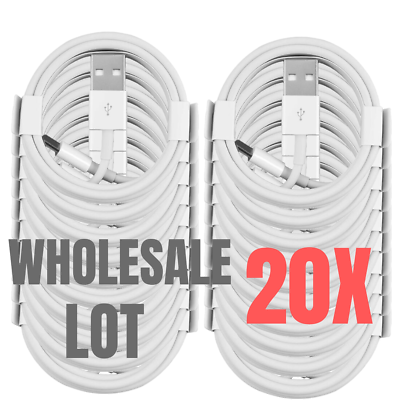 #ad 20X Lot Bulk For iPhone 14 13 12 11 XR 8 7 Charger Cord 3 6Ft USB Charging Cable $38.78