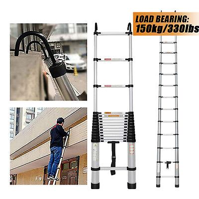 #ad Telescoping Ladder Multi Purpose Steps Non Slip with 2 Detachable Hooks $107.88