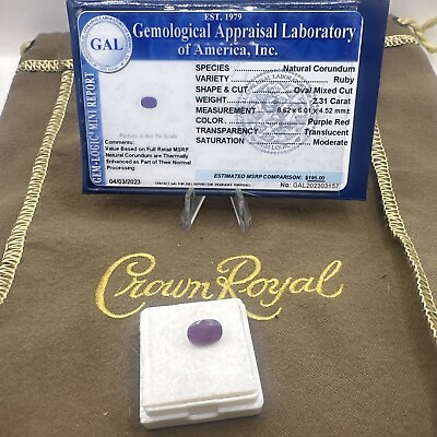 #ad GAL Certified Natural 2.31 Ct Ruby MSRP $195 Loose Gemstone $95.00
