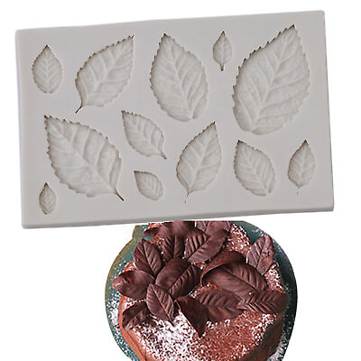 #ad Fondant Mold Ovenproof Reusable Silicone Diy Leaf Shape Chocolate Mould White $7.40