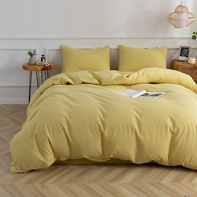 #ad Yellow Duvet Cover Cotton Duvet Cover 100% Washed Cotton 80x90 Inch Full Duve... $42.13