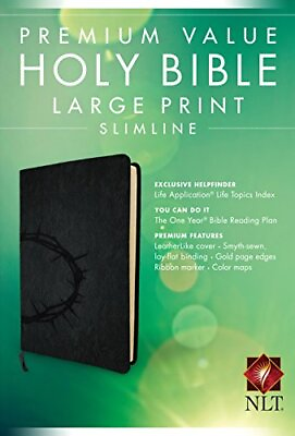 #ad NLT Premium Value Slimline Large Print Bibl... by Tyndale Leather fine binding $9.75