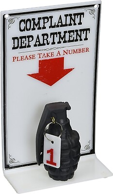 #ad Complaint Department Sign Wall Mount or Desk Display Durable Cast Grenade $16.20